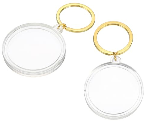 PATIKIL Porte-Monnaie Porte-Clés En Plastique 2 Pièces Boîtier À Pièces Rond Avec Anneau Porte-Clés Support Pour Pièces De change Bijoux Doré