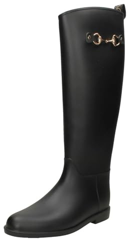 Spot On Elle Sport Fashion Wellington X1R282 - Botas de equitación para mujer con detalles de metal, Black, 38 EU