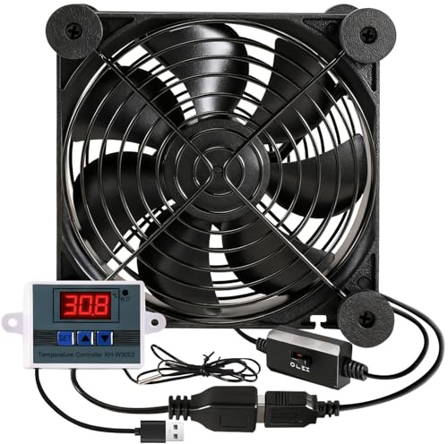 Silkwish USB PC-fläkt 120 mm med digital temperaturregulator – tyst datorkylfläkt, dubbla kullager husfläkt – 3 justerbara fläktar för CPU, bärbar dator, PS5, router, AV-skåp, router