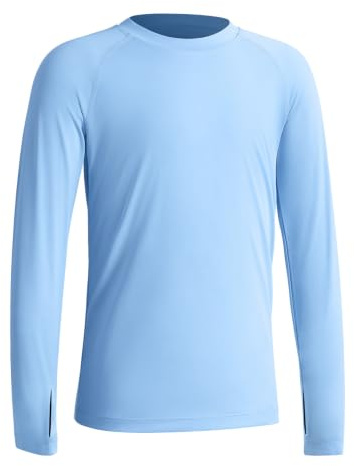 Niksa Snabbtorkande UV långärmad tröja för pojkar med svalkande och hudvänlig UPF 50+, som en perfekt rashguard badskjorta och simtröja för utomhusbruk, 1-pack (6–16 år), 1 styck: Långärmad rashskydd