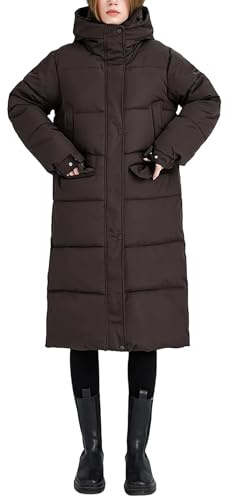 Dam Lång Pufferjacka Vinter Varm Huvjacka Långärmad Parka Hel Längd Dunjacka Parka med Dragkedja