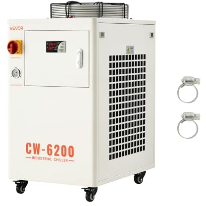 VEVOR Industriell vattenkylare 5 000 W vattenkylare med kompressor kylsystem för CO2 lasergravyrmaskin och laserrör, med 15 l tank, maximalt flöde 70 L/min