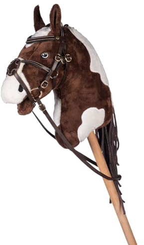 HKM Hobby Horsing Mors mexicain en cuir pour cheval baissé avec rênes, mors et sangle frontale