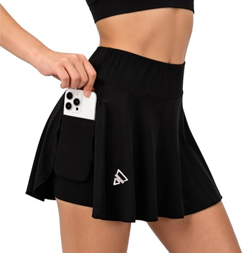 KUOIASY 2 in 1 Running Shorts Women, High Waisted Womens Sports Shorts with Pocket Breathable Women's Skirts Gym Shorts for Women Workout Hiking