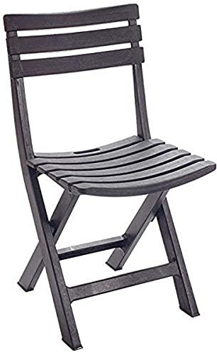 IPAE-Progarden Komodo Indonesian Effect Folding Chair, Plastic, Anthracite, 44 x 41 x 78 cm