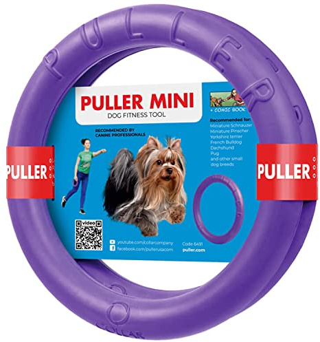 Dog Toy - Interactive Small Midi Dog Puppies Training - Fetch Toy - Dental Healthy - Dog Toys Set 2 Rings by Puller Mini Plus - Size 7 inches