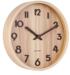 Karlsson KA5808WD Horloge Murale Ronde Pure Small Bois Clair Beige D22 x 4,5 cm