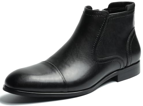 Cestfini Black Chelsea Boots Men Dress Boots with Zipper Casual Men's Leather Chelsea Ankle Boots KELLY11-BLACK-8