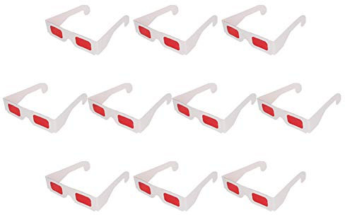 Othmro Lot de 10 Lunettes de Style 3D Durables Lunettes de Visionnement 3D Lunettes de Jeu de Film 3D Rouge-Bleu Lunettes 3D Cadre Lentille en Résine Blanche pour 3D TV Cinéma Films à la Maison