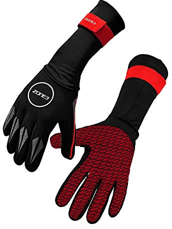 Zone3 Neoprene Swim Gloves (Black/Red, X-Large)