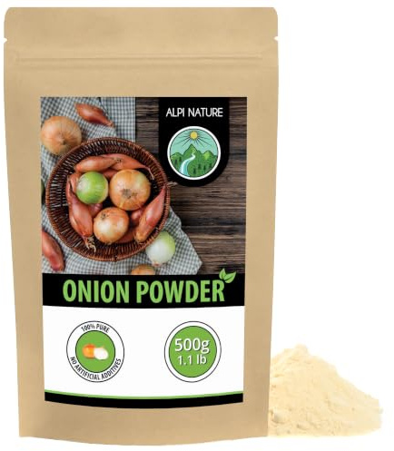 Alpi Nature Lökpulver 500g, Malen Torkad Lök, Lökpulver för Matlagning, Lök Pulver