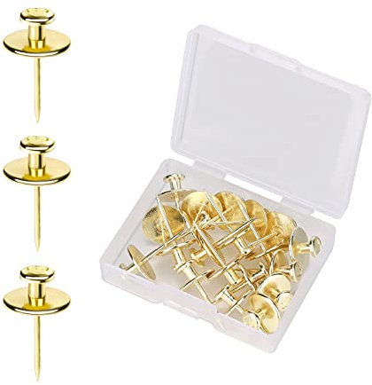 SAVITA 20 Pièces Petite Cheville à Tête ,Clous Muraux à Double Tête Cintres Pour Crochets à Punaise Crochets à Punaise Décoratifs pour Maison Salle Bureau Salle d'Étude Cloisons Sèches (or)