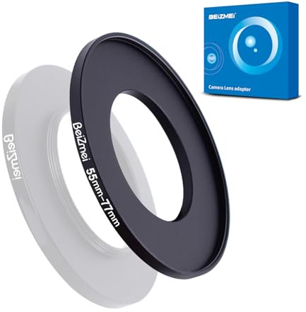 55 mm à 77 mm Anneau Adaptateur pour Filtre de caméra, Compatible avec Tous Les objectifs de 77 mm UV,ND, CPL Filtre, 55 mm, lentille à 77 mm