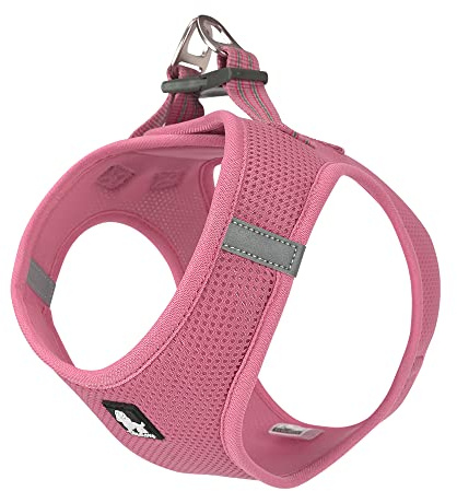 TRUE LOVE Harnais pour Chien Soft Air Mesh Gilet réfléchissant réglable pour Animaux de Compagnie pour Petites et Moyennes Races (L, Rose)