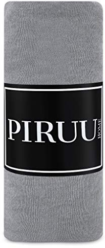 Piruu Spannbettlaken Spannbetttuch Bettlaken Baumwolle (Grau, 90x200 cm)
