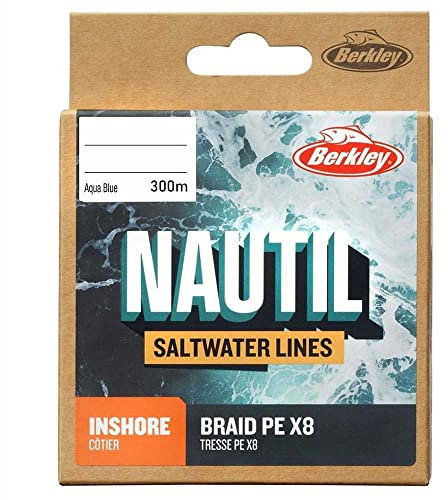Berkley Nautil Inshore Braid | Ultra-weiche und Starke geflochtene PE-Angelschnur | Große Wurfweite | Geflochtene Schnur für Salzwasser und Süßwasser zum Spinnfischen und Casting | 0,10mm, 9lb, 300m