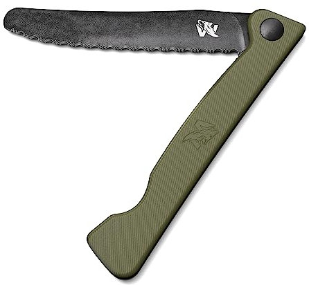 ODENWOLF W-PICNIC - Brotmesser Wellenschliff als Folding Knife - Sägemesser auch geeignet als Jausenmesser oder Brötchenmesser - Scharfes Outdoor Wellenmesser klappbar verwendbar als Picnic Messer