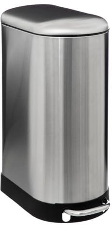 5Five - Cubo de basura de cocina Ariane Slim de 30 l de acero inoxidable - Cubo extraíble y asa trasera - Cierre suave - Para espacios reducidos