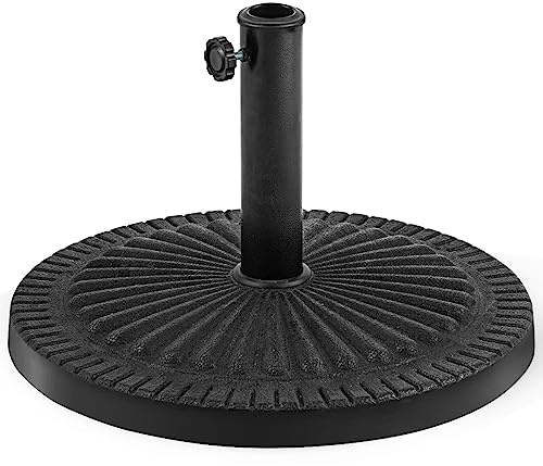 RELAX4LIFE Pied de Parasol Rond 14 KG en Résine avec Motif | Base de Parasol pour Mâts Ø 38/48 MM, Support de Jardin Stable et Résistant aux Intempéries, Design Élégant Noir