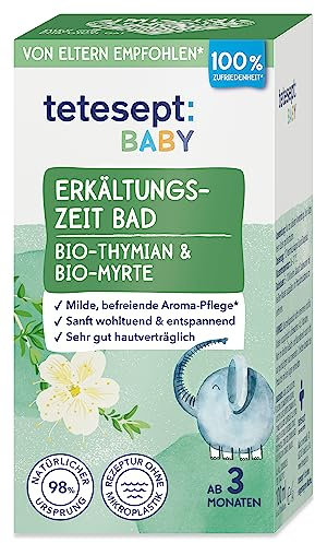 tetesept Baby Erkältungszeit Bad - 100 ml - Badezusatz mit Bio-Thymian und Bio-Myrte für einen befreienden Duft-Effekt – Wohltuende, milde Aroma Pflege für Babys ab 3 Monaten