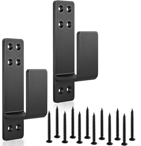 FUBESK Lot de 2 supports de barricade de porte, barre en forme de U pour serrures de porte de sécurité pour bois de 2 x 4 pour maison, grange, abri de jardin, garage, portail (noir)