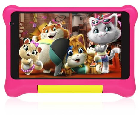 Kids Tablet 7 Inch, Android 13 Tablet for Kids Quad Core 5GB RAM 32GB ROM Quad Core, Dual Camera,WiFi, Parental Control Tablets with Kid-Proof Case for Girls and Boys(Pink)