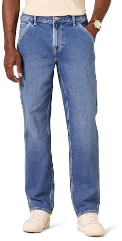 Amazon Essentials Jeans de trabajo de ajuste relajado para hombre, lavado medio, 34W x 34L