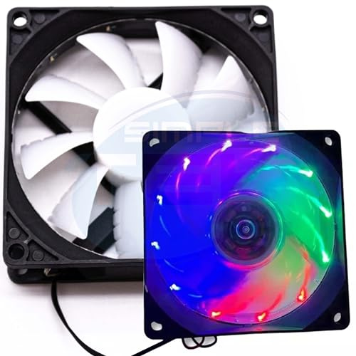 SIMPLETEK - RGB-FLÄKT 90MM 9CM KYLARE 3-PIN FÖR CHASSI, KABINETT, GAMING-PC