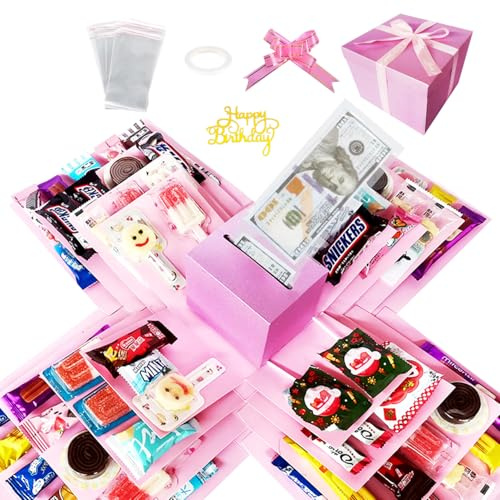 Magicaldiy Boîte cadeau surprise explosion à faire soi-même pour argent surprise et collation (rose)