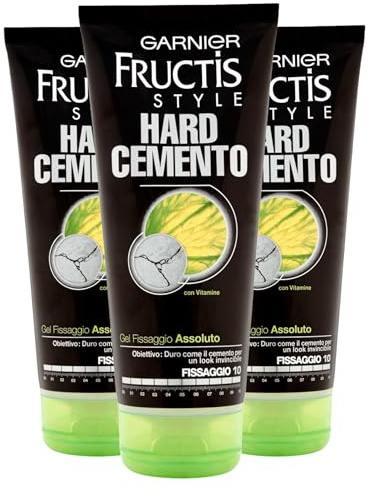 Garnier Fructis hårgel Style Gel Hard Cemento 10 absolut grepp med stärkande vitaminer extra lång hållbarhet – 3 flaskor à 200 ml