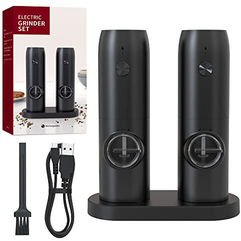 PotentForce USB Macina Pepe Elettrico,Macina Sale Pepe Elettrico.Macina Sale e Pepe Elettrico/Sale e pepe set ricaricabile,macina pepe e sale,macina spezie.Macinapepe elettrico,Macinaspezie elettrici.