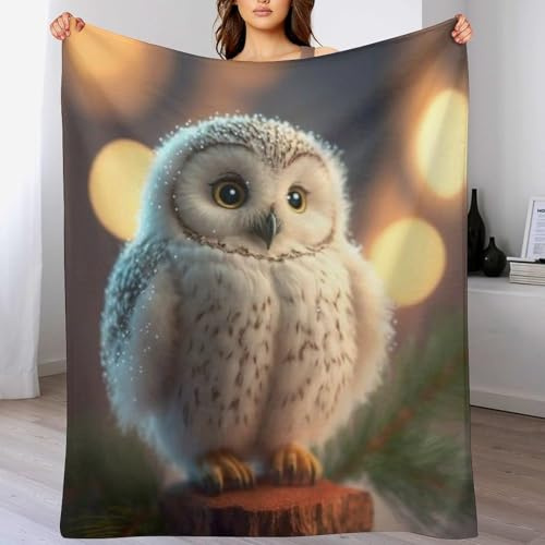 PAZZK Eule Blanket Weiche Flannel Fleece Decke Für Kinder Und Erwachsener, Vier Jahreszeiten Wohndecke Für Bett/Couch（150×200cm）