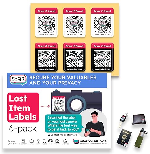 Lost Item Labels | QR Code Stickers that Keep Your Personal Info Private | Customizable QR Code Labels for Storage, Moving Labels, Or for Lost Item Recovery Asset Tags | No Subscription Fee