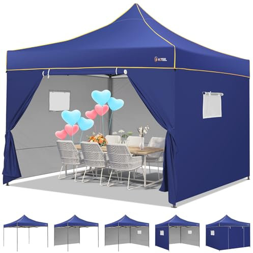 HOTEEL Tonnelle d'extérieur, 3 x 3 m, imperméable, résistante aux UV, facile à monter pour le camping, les pique-niques, les fêtes, les barbecues et les événements en plein air, bleu foncé