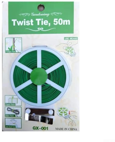 Zoegneer Alambre revestido plástico verde del lazo del hierro del alambre de la atadura de cables para el tenedor de la flor de DIY (50M* 4