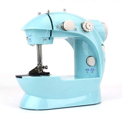 Elektronische Nähmaschine, Mini Doppelfaden-Nähmaschine 2 Gang mit Fußpedal für Kleidung, Vorhänge, Handwerk mit 99 Nähzubehör und Verlängerungstisch