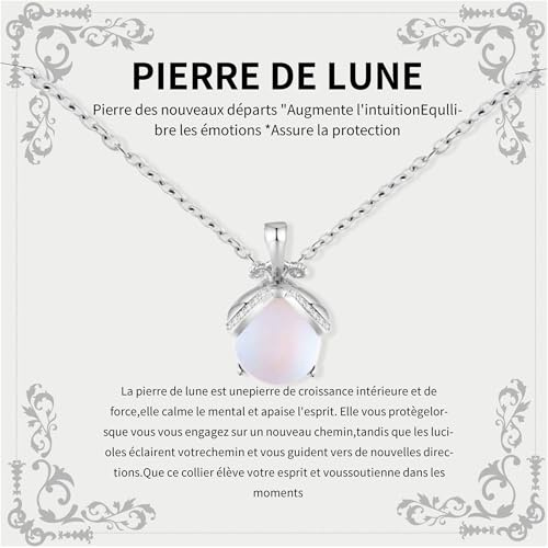 Dreaku Cadeau pour Femme Collier, Pierre De Lune Collier Pour Femme, Idee Original Femmes Anniversaire Collier Pour Fille Maman Sœur Amie Fille Ado