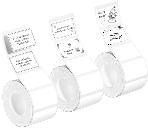 NIIMBOT 3 Rolls Labels Stickers for B1/B2/B21/B3/K2/K3/K4 Printers | 50x30mm 230Pcs/Roll, Waterproof Labels Thermal Printer Labels with Self-Adhesive for Office, Commercial & Business Use