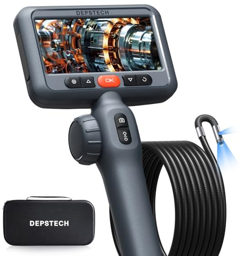 DEPSTECH Telecamera endoscopio a doppia lente, con luce, endoscopio da 8,5 mm, con testa mobile, girevole a 210°, telecamera tubolare 1080P, IP67, flessibile, per endoscopio, macchina fotografica da