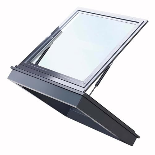 FAXJRU Lucernario per Tetto,Lucernario in Alluminio,Finestra Mansarda Skylight, Doppio Vetro,Egress con Ventilazione Manuale e Visualizzazione Multi-Angolo,con Maniglia, Varie Misure(16x16in/40x40cm)