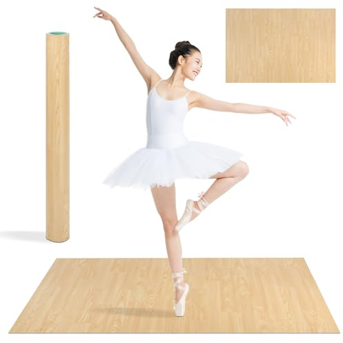 XHIKOWAT 5mm Extra-Thick Marley Dance Floor, Dance Floor Mat, Non-Slip Shock-Absorbing Portable Marley Floors, Ballet Jazz Pop Practice Floor for Home Studio School