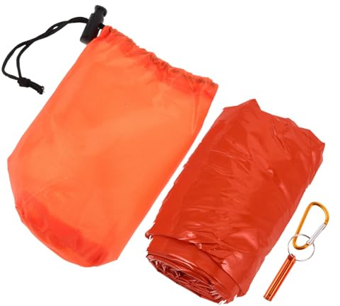 Abaodam Outdoor Compression Sack with Drawstring Tightness Emergency Survival Blanket for Camping Hiking Backpacking and Warm Orange Bivouac Sack
