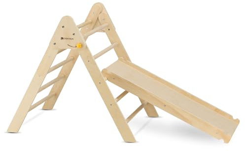 Deryan Luxe Triángulo Plegable con Rampa y Jaula de ardilla/Tobogán - Muebles Montessori Gym de Madera