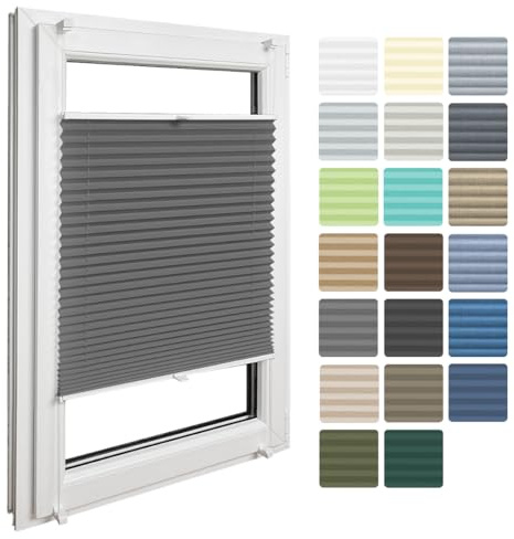 Home-Vision Premium Faltrollo Plissee ohne Bohren mit Klemmfix Lichtdurchlässig Rollo innen (Graphit B65 x H120cm) Easyfix Klemmträger Verdunklung Blickdicht Sonnenschutz Jalousie für Fenster & Tür