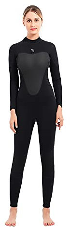 PAWHITS 3mm Damen Premium Neopren Neoprenanzug Thermische Langarm Neoprenanzüge in voller Länge zum Tauchen Surfen schwarz