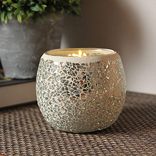 2 Pcs Tea Light Candle Holder Mosaic Glass Candle Jars Handmade Romantic Tealight Holders Friendship Nightlight for Party Wedding Birthday Anniversary