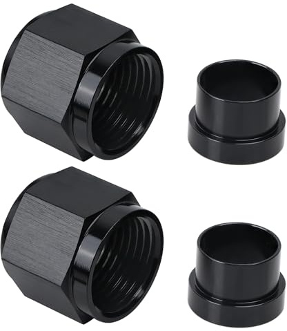 EVIL ENERGY 4AN Female Hardline Tube Nut & Sleeve Aluminum Fitting for 1/4 OD Alloy Tubing 2PCS