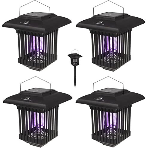Maclean MCE448 2 in 1 Solar-LED-Dekoleuchte mit Insektenfalle Mückenlampe mit UV-Licht Solar-Lampe Insektenvernichter 2 Arbeitsmodi IP44 (1 Stück)