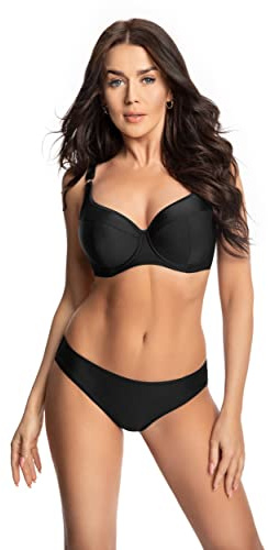 Selente My Secret Bikini badkläder tillverkade i EU i stora storlekar (C-kopp till H-kupa), Bygel-topp svart, 80D