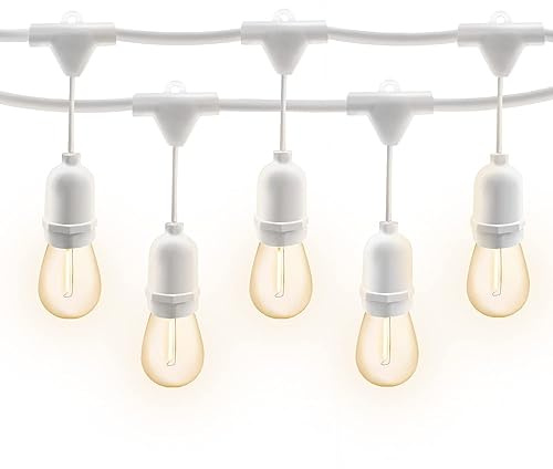 m MU 10M Guirlande Lumineuse Exterieure E27 10 Douilles 10 Metres, 10 Ampoules S14 LED 2W (= 15W), Blanc Câble Extensible Jusqu'à 500M IP54 Exterieur Jardin Mariage | 10M, BLANC, 10 Ampoules